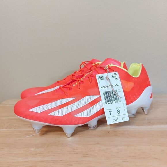 Adidas X Crazyfast + SG Soccer Cleats Solar Red White IF0646 Men's Size 7 - Picture 3 of 7